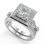 Angela Halo Pave Set Princess Cut Diamond Engagement Ring - Nivetta